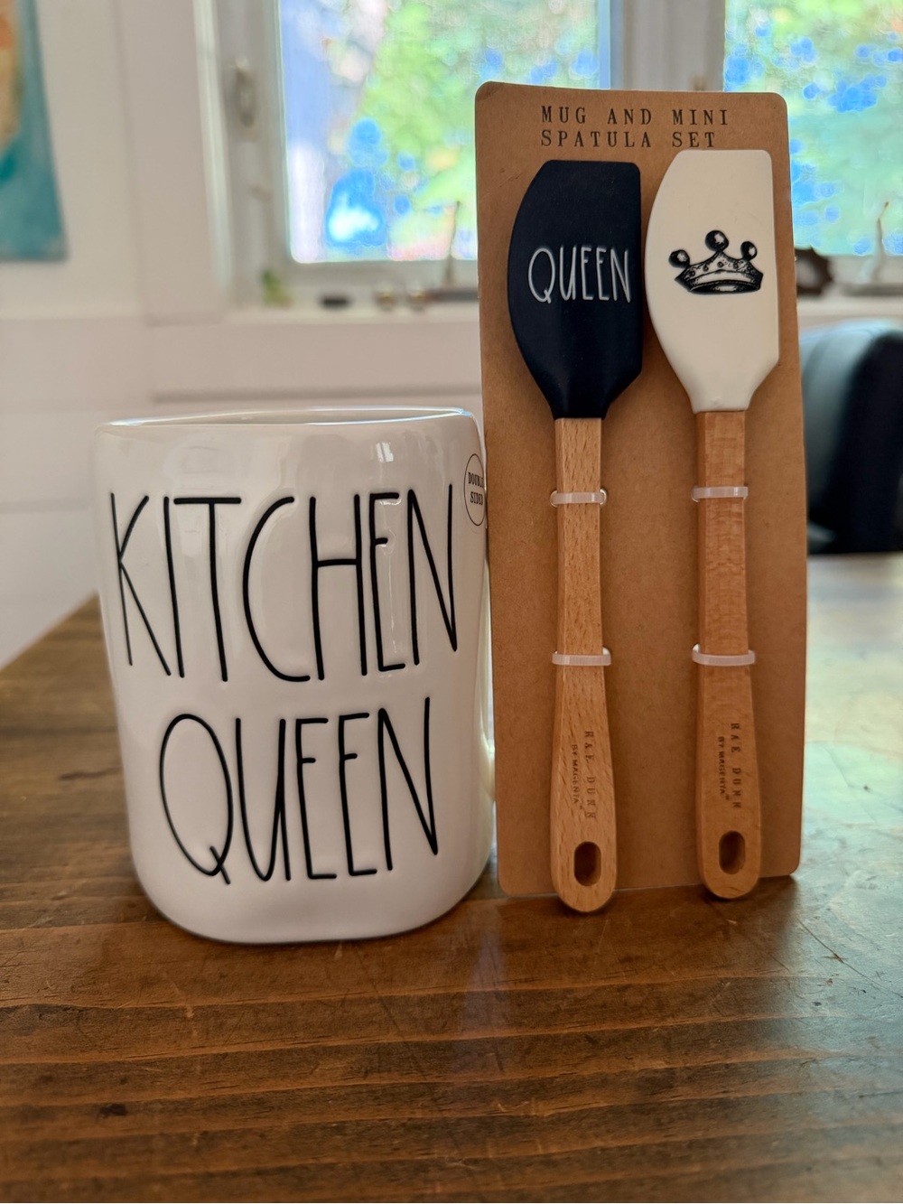 Rae Dunn Kitchen Queen mug and mini spatula set